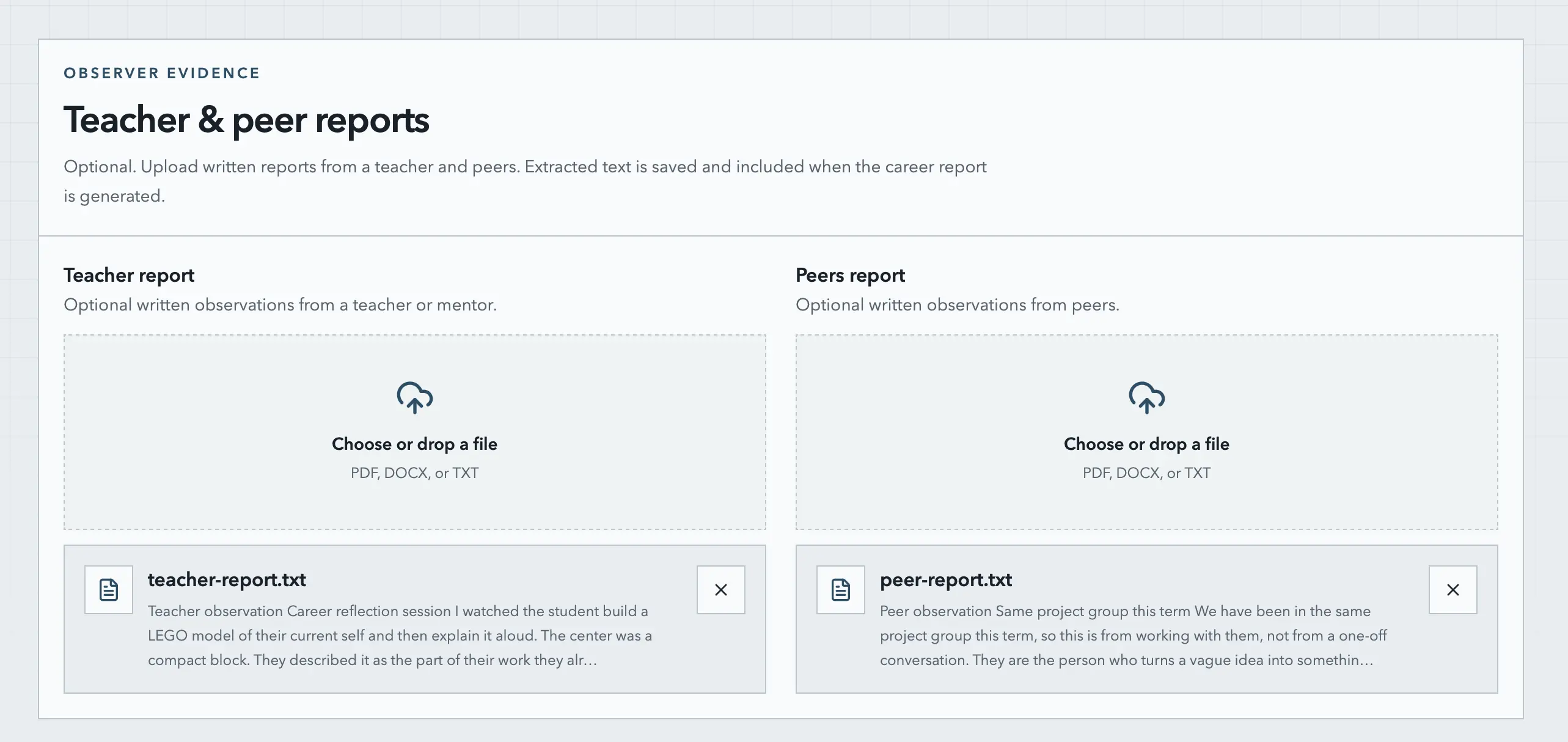 Teacher and peer reports